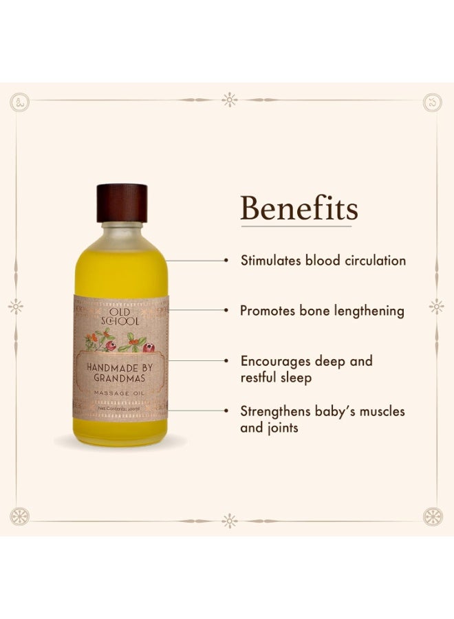 Old School Rituals Baby Massage Oil Handmade by Grandmas | 100 ml | Natural Almond Blend | Nourishes & Hydrates Baby's Skin | Strengthens Muscles & Joints | Promotes Bone Lengthening | Winter Care for Baby's Comfort | Encourages Restful Sleep - Image 3
